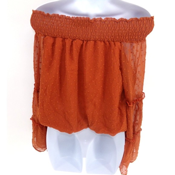 402 & beyond off the shoulder peasant top long sleeve boho size SM - Picture 5 of 9